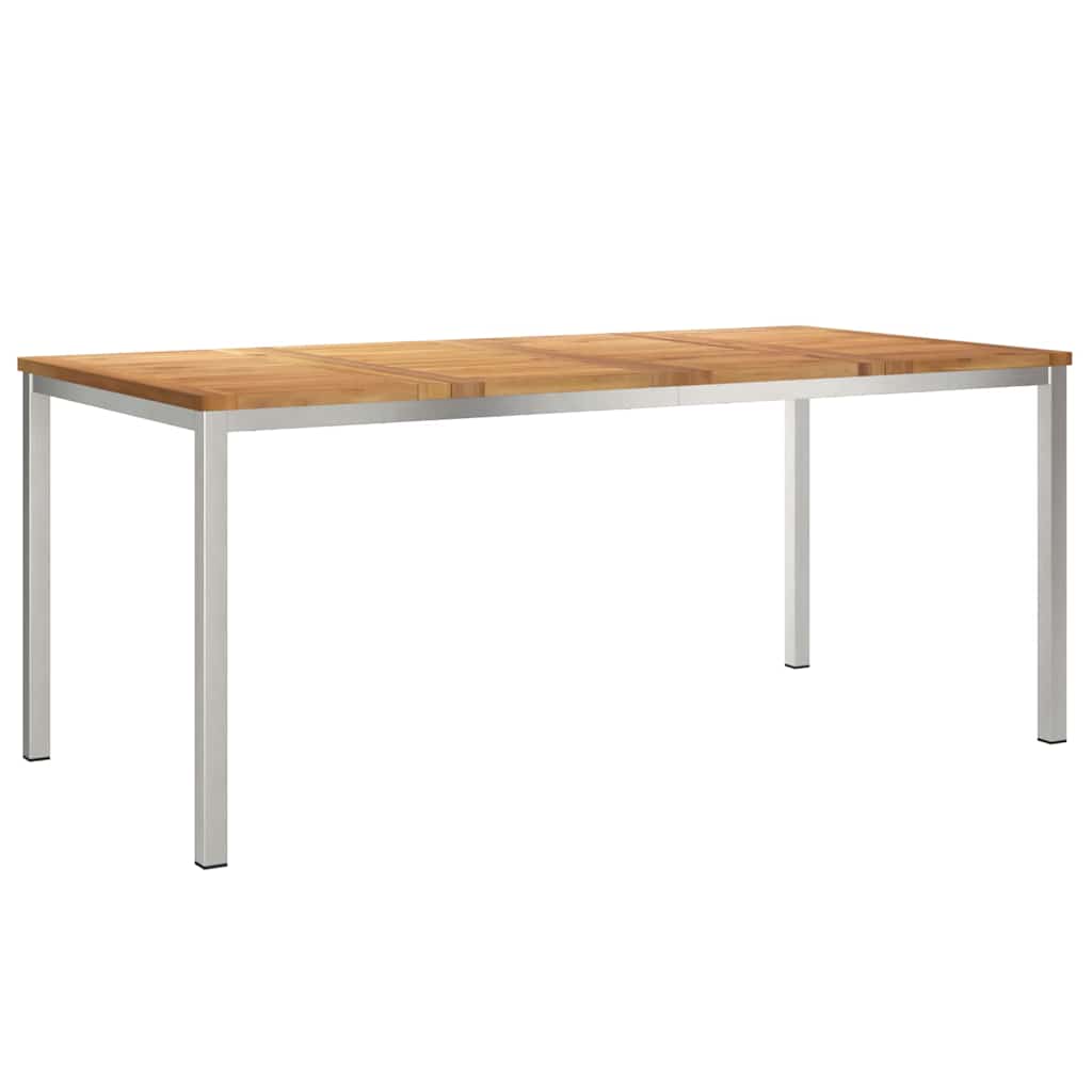 Esstisch 90x90x75 cm Massives Akazienholz und Edelstahl