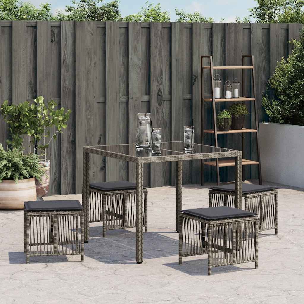 Gartenhocker mit Kissen 4 Stk. Schwarz 41x41x36 cm Poly Rattan