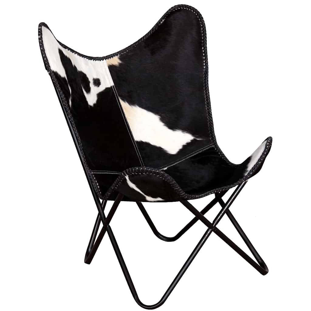 Butterfly-Sessel Schwarz Echtleder
