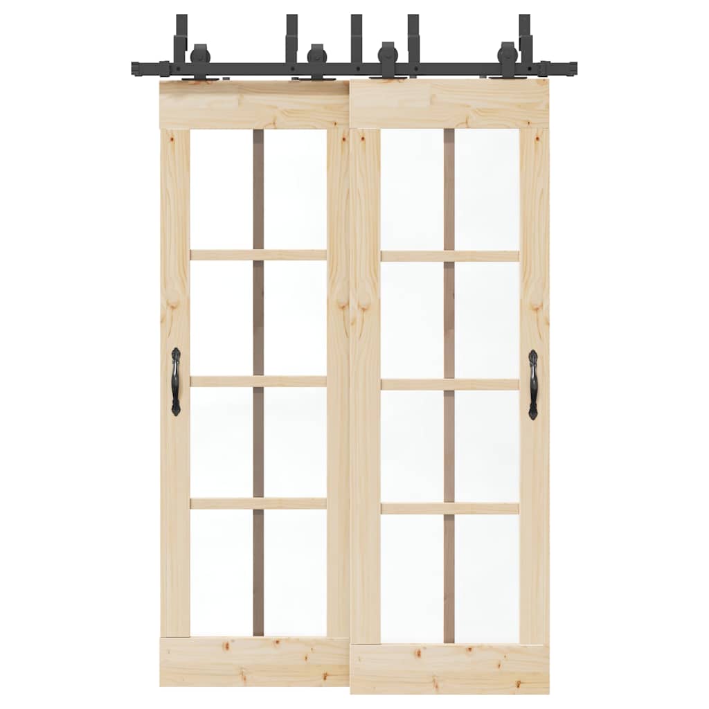 Schiebetürbeschlag-Set 183 cm Stahl Schwarz
