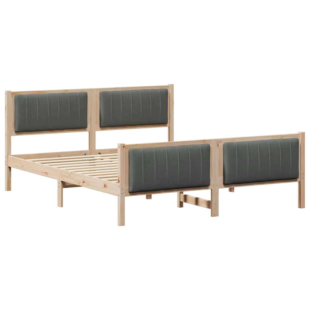 Bettgestell Braun und hellgrau 200 x 200 cm Massivholz Kiefer