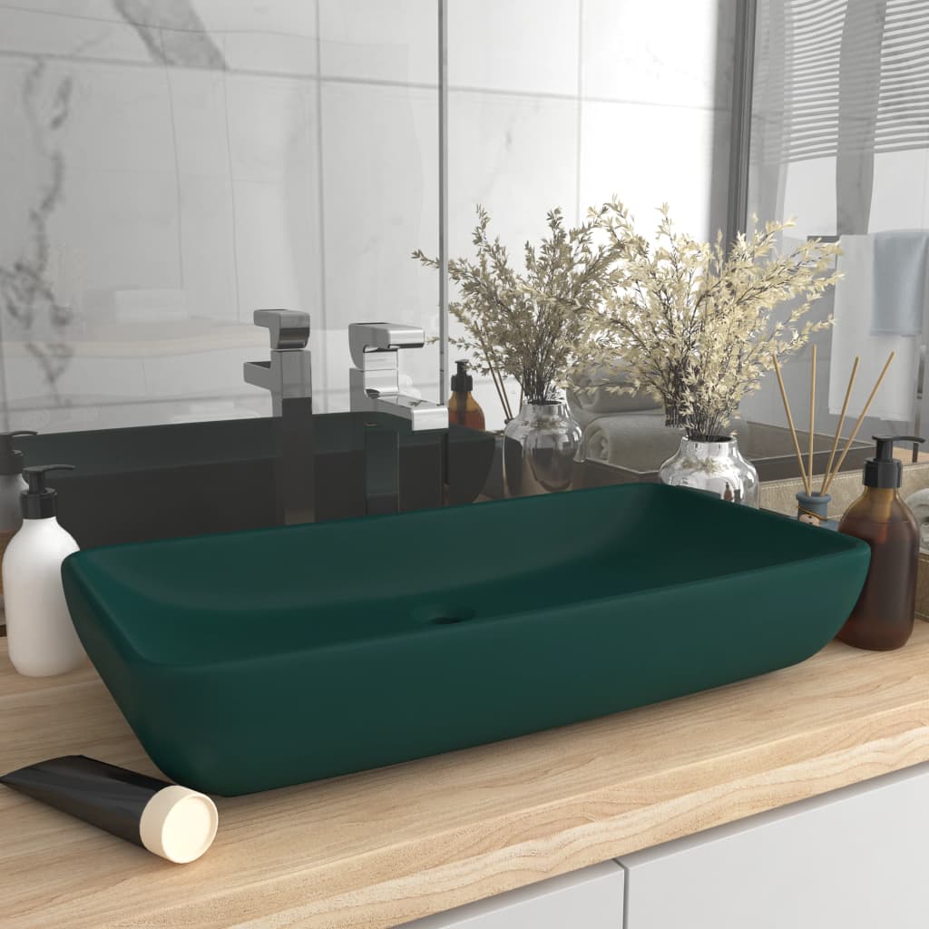 Luxus-Waschbecken Rechteckig Matt Weiß 71x38 cm Keramik