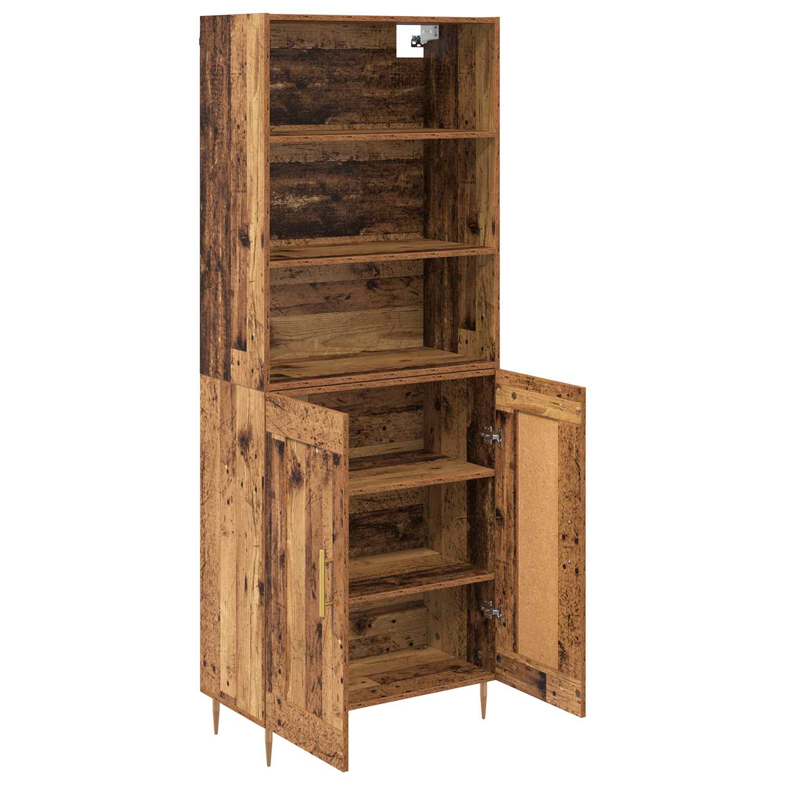 Highboard Hochglanz-Weiß 69,5x34x180 cm Holzwerkstoff