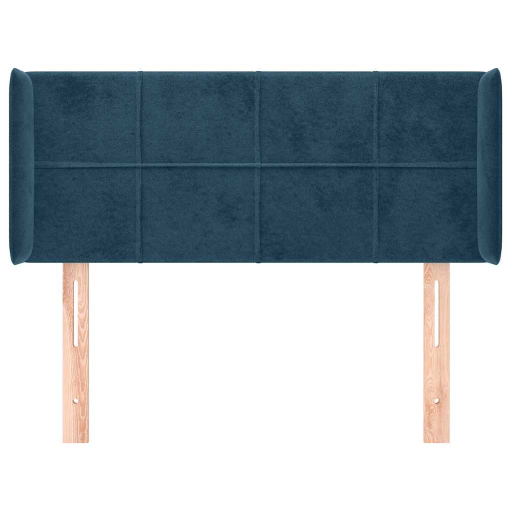 Kopfteil mit Ohren Dunkelblau 93x16x78/88 cm Samt