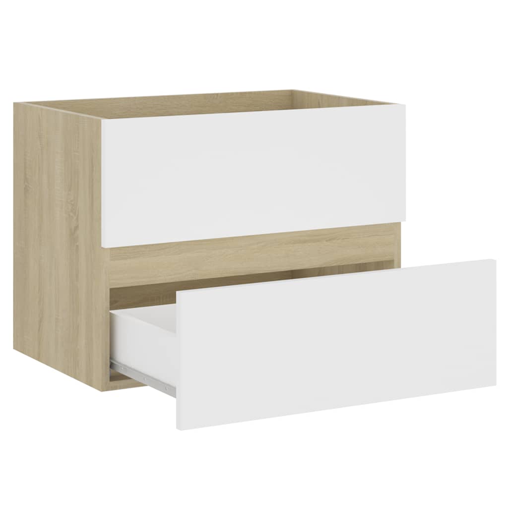2-tlg. Badmöbel-Set Weiß Holzwerkstoff