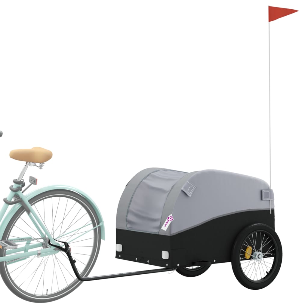 Fahrradanhänger Schwarz und Orange 30 kg Eisen