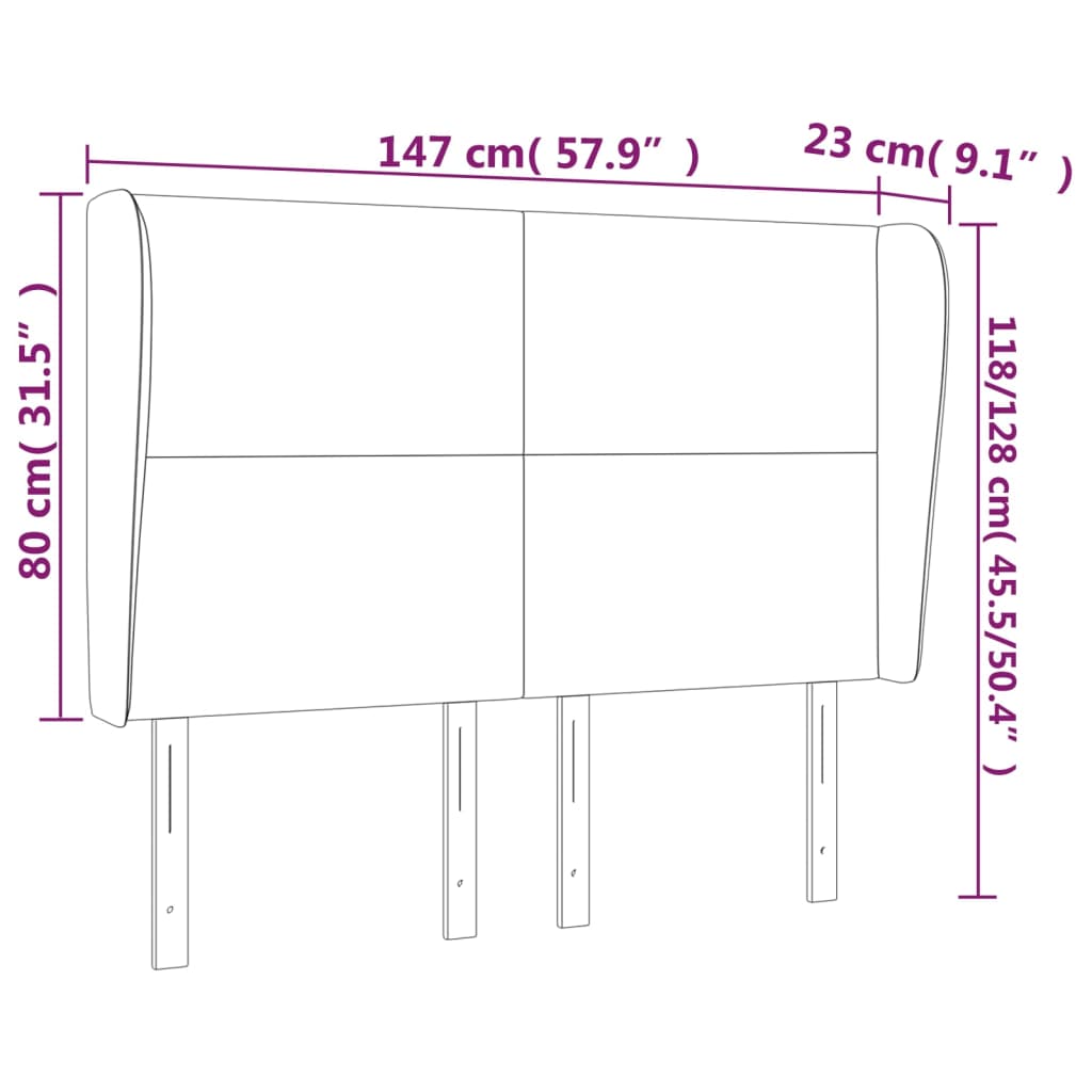 Kopfteil mit Ohren Creme 83x23x78/88 cm Kunstleder