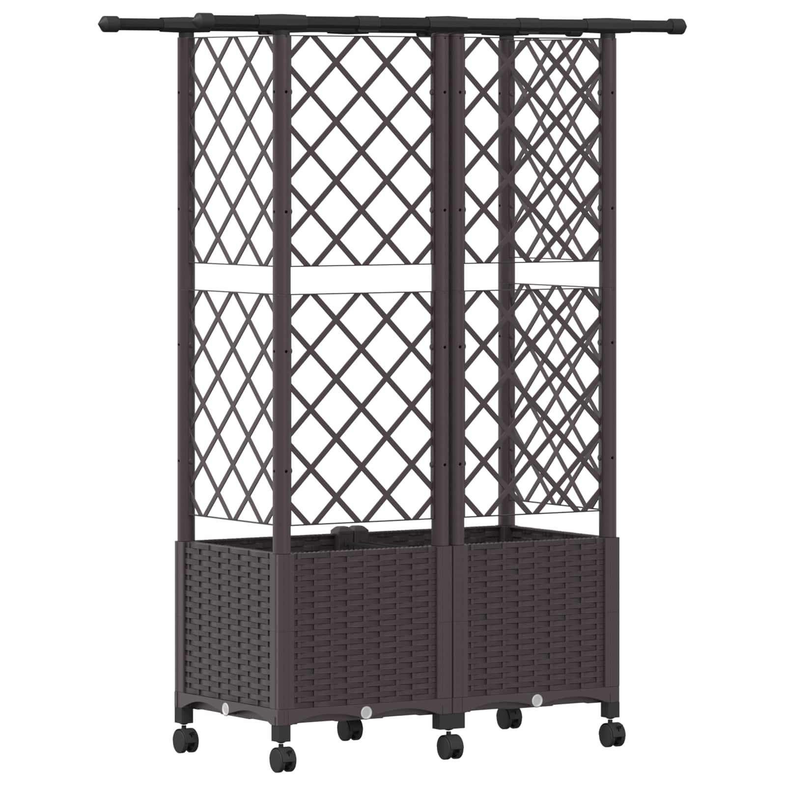 Hochbeet mit Rankgitter und Dach Braun 124 x 40 x 123 cm PP