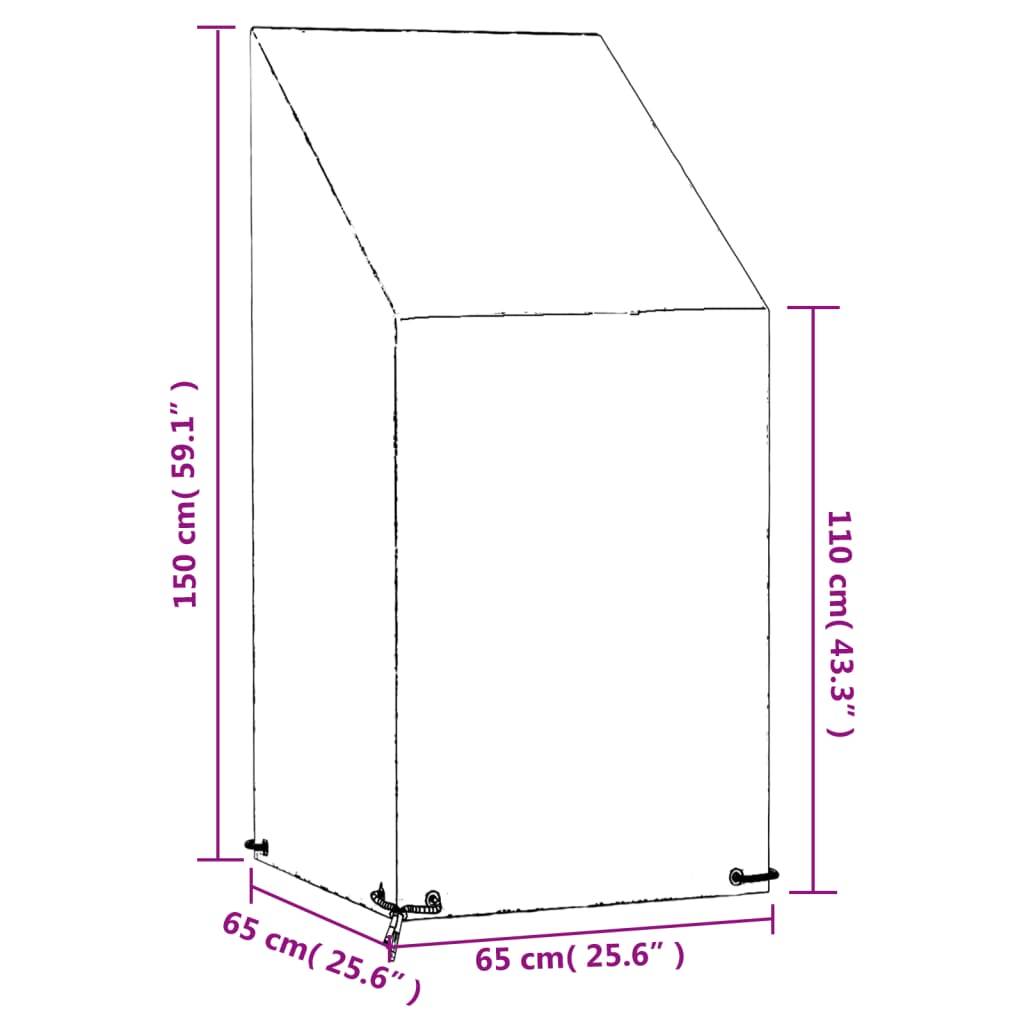 Abdeckungen für Gartenstühle 2 Stk. 8 Ösen 65x65x80/120 cm
