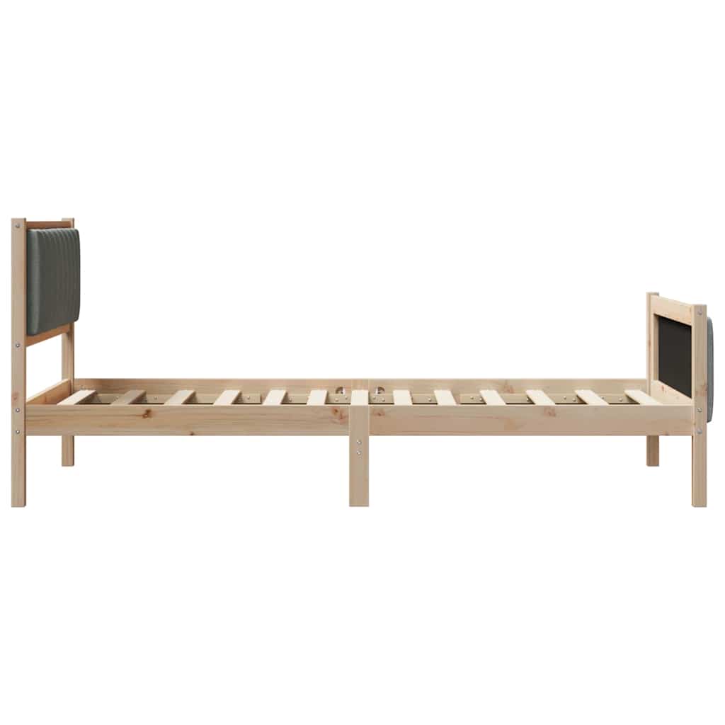 Bettgestell Braun und hellgrau 200 x 200 cm Massivholz Kiefer