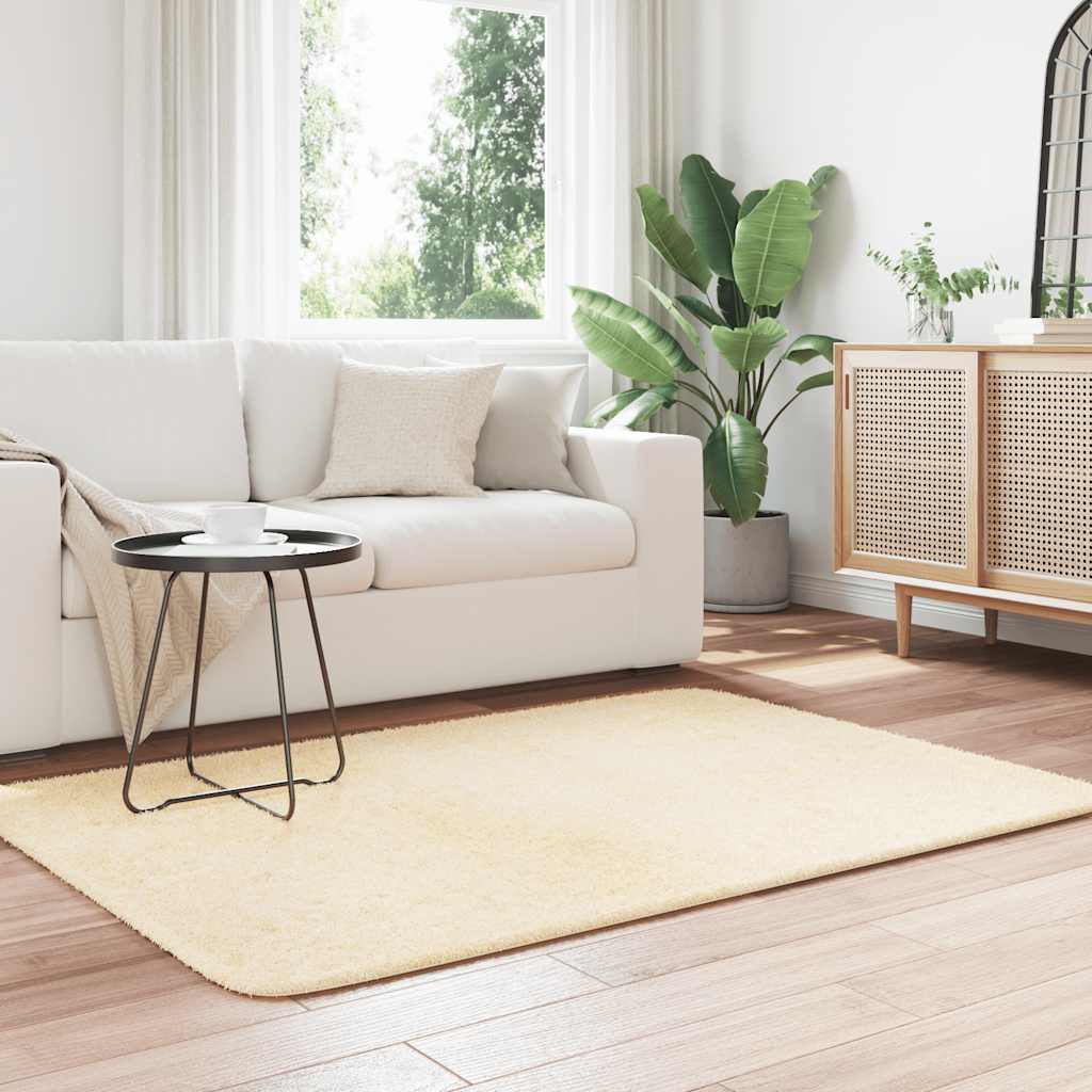 Teppich Shaggy Hochflor NAVARRA Beige 60x100 cm Polyester