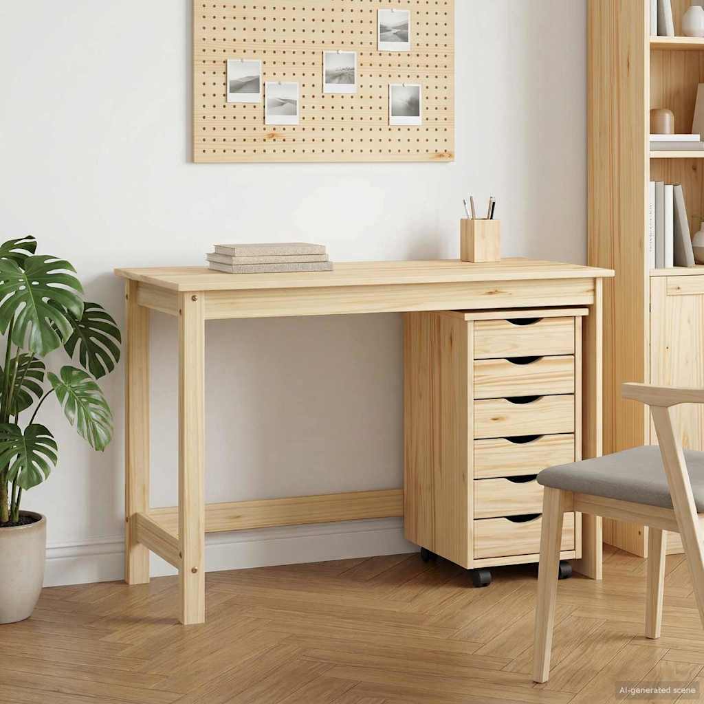 Desk und Rolling Cabinet Set MOSS 2 pcs Honigbraun