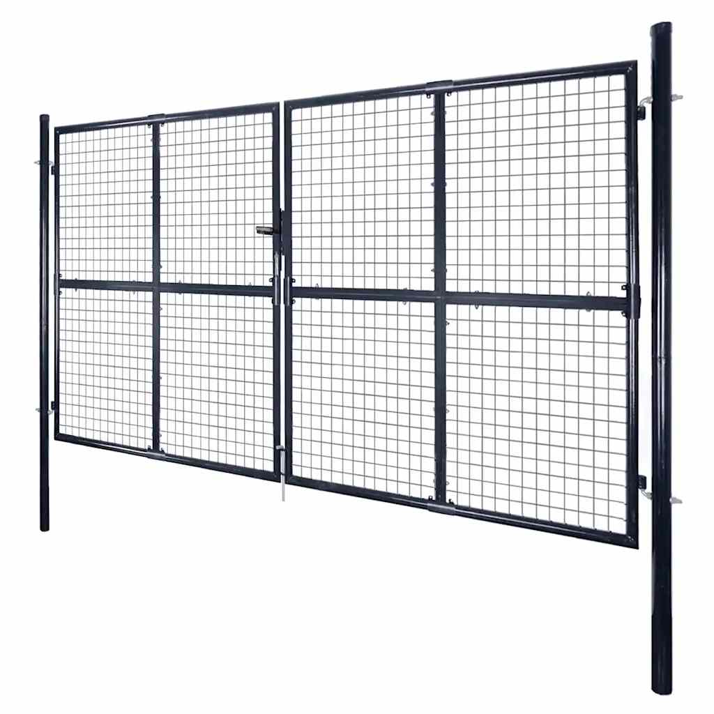Maschen-Gartentor verzinkter Stahl 300 x 75 cm Grau