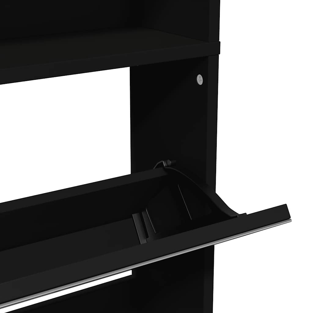 Schuhschrank mit 4 Fächern Spiegel Eiche 63×17×134 cm