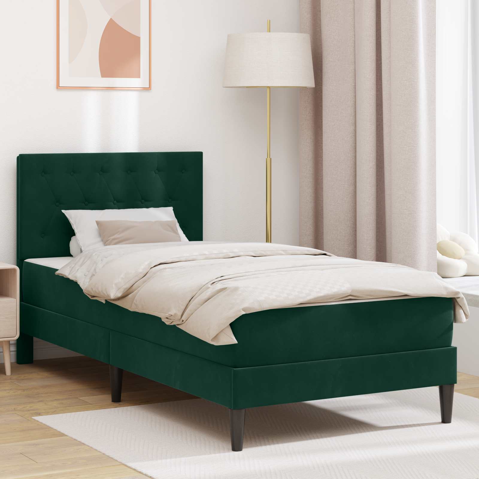 Bettgestell mit Matratze mit Kopfteil Hellgrau 80 x 200 cm Samt