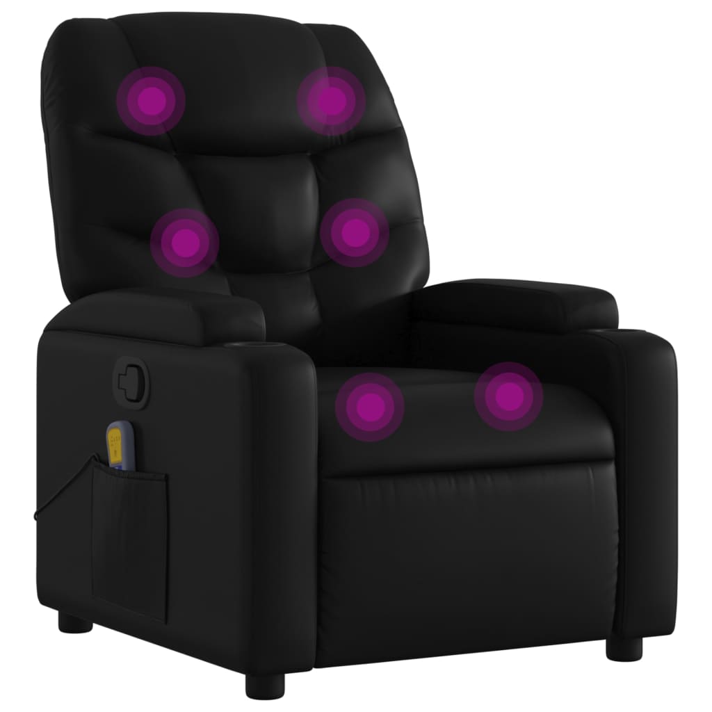 Massage-Relaxsessel, Kunstleder, Schwarz