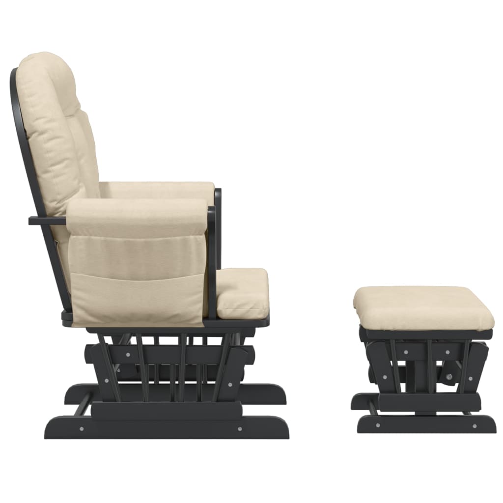 Schaukelsessel mit Hocker Gleitend Dunkelgrau Stoff