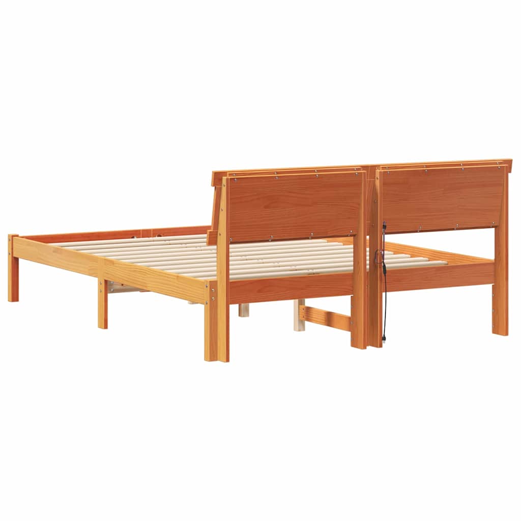 Bettgestell mit Kopfteil Braun 200 x 200 cm Massivholz Kiefer