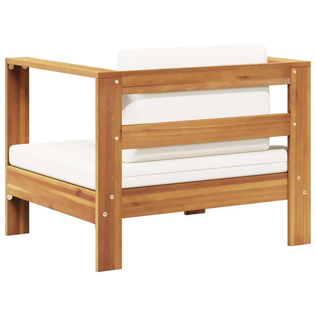 2-tlg. Garten-Lounge-Set mit Cremeweißen Kissen Akazienholz
