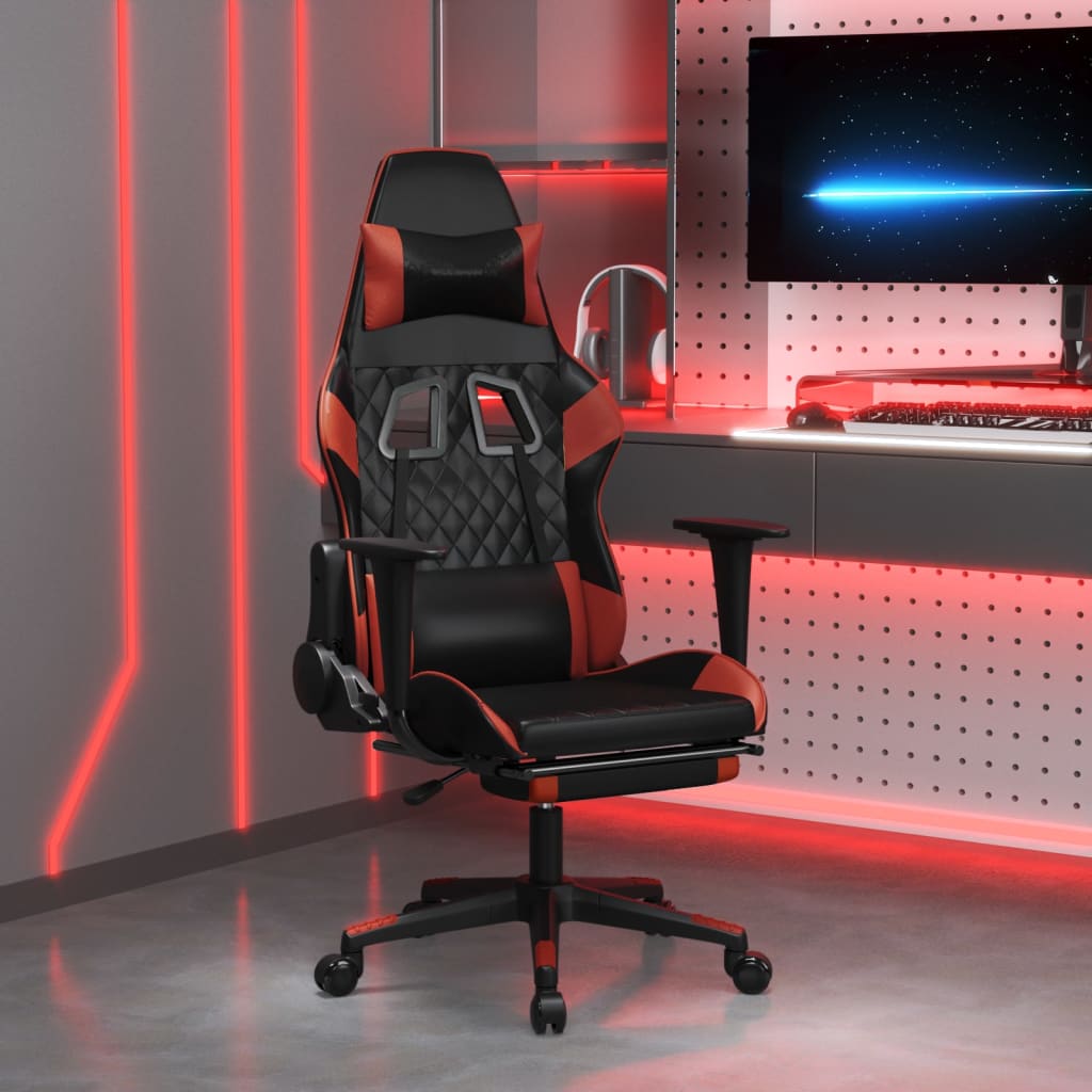 Gaming-Stuhl mit Massagefunktion Schwarz und Blau Kunstleder