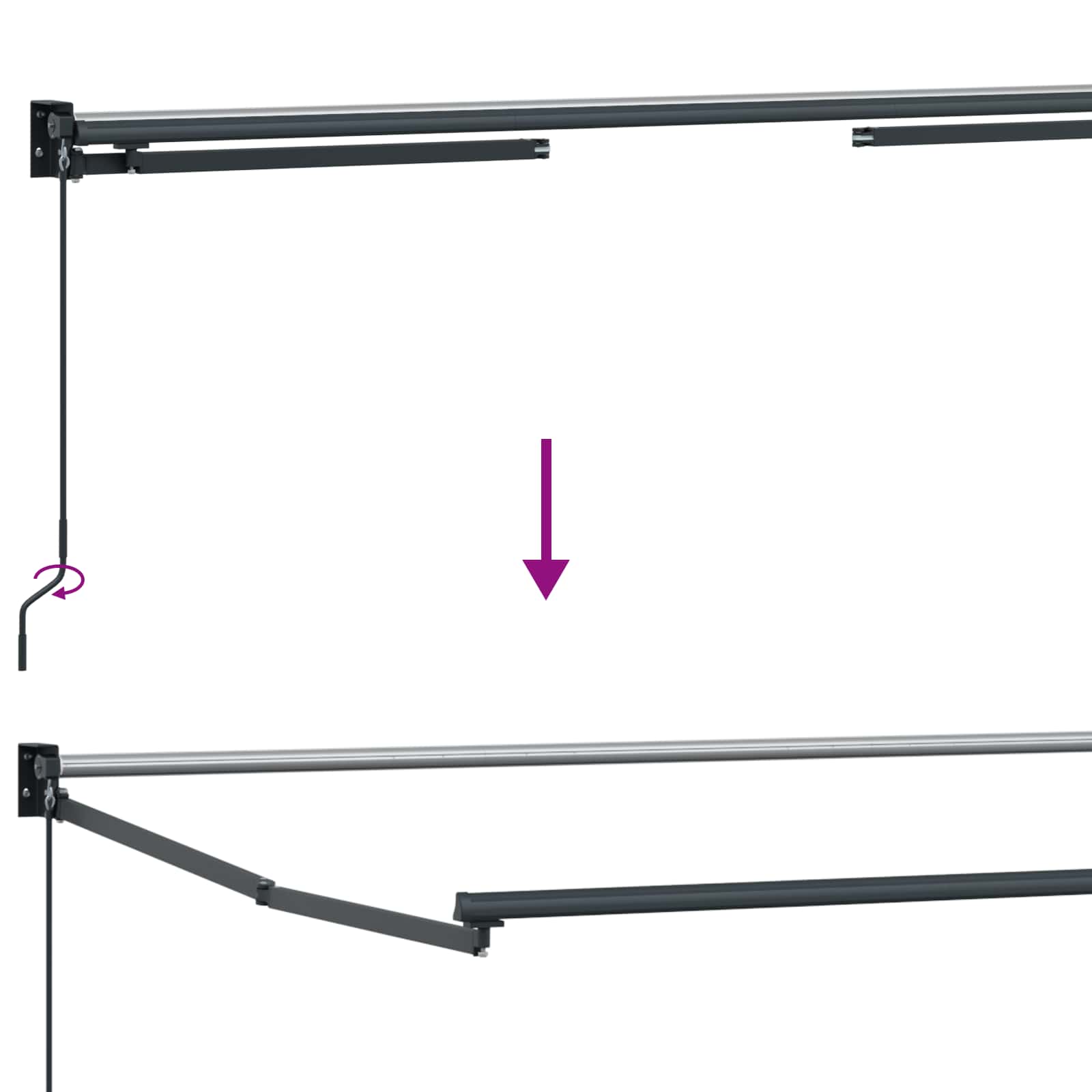 Ausziehbarer Sonnenschirmrahmen Weiß 300 x 250 cm Aluminium