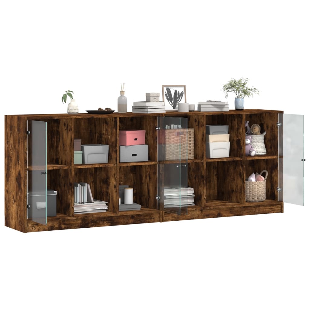 Bücherschrank mit Türen Weiß 204x37x75 cm Holzwerkstoff