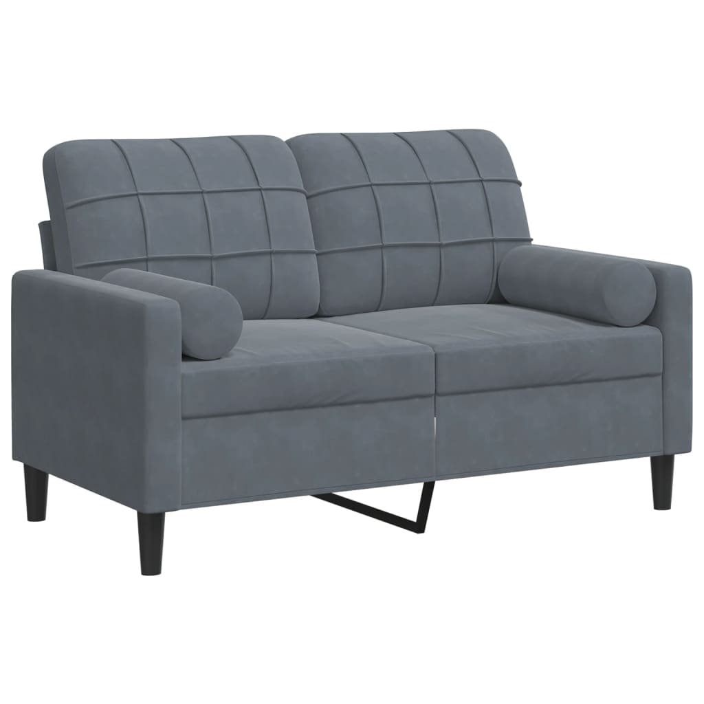 2-Sitzer-Sofa mit Zierkissen Hellgrau 120 cm Samt