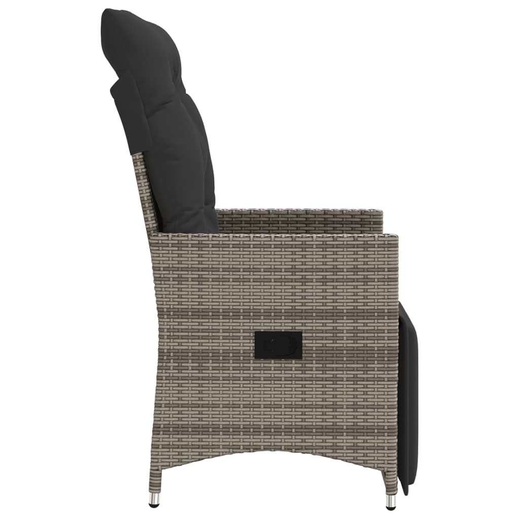Gartensessel Verstellbar mit Kissen Schwarz Poly Rattan