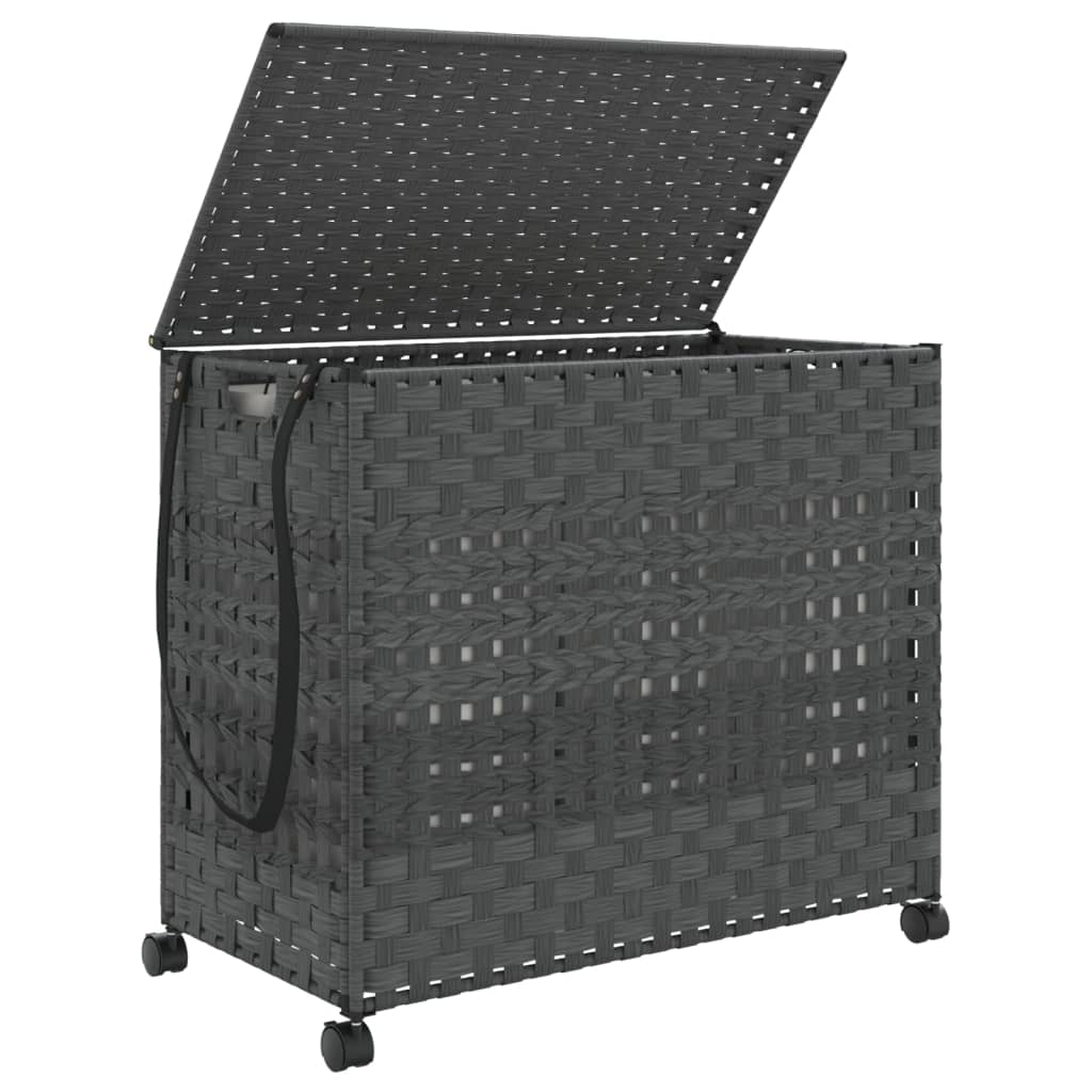 Wäschekorb mit Rollen 66x35x60 cm Rattan