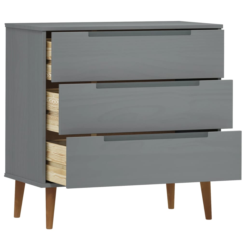 Schubladenschrank MOLDE Braun 80x40x80 cm Massivholz Kiefer