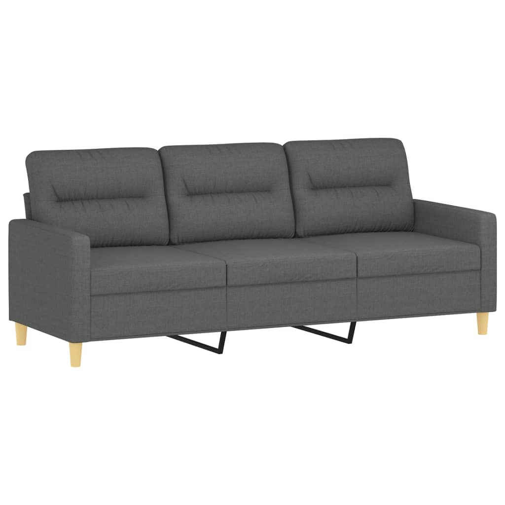 3-tlg. Sofagarnitur mit Kissen Taupe Stoff