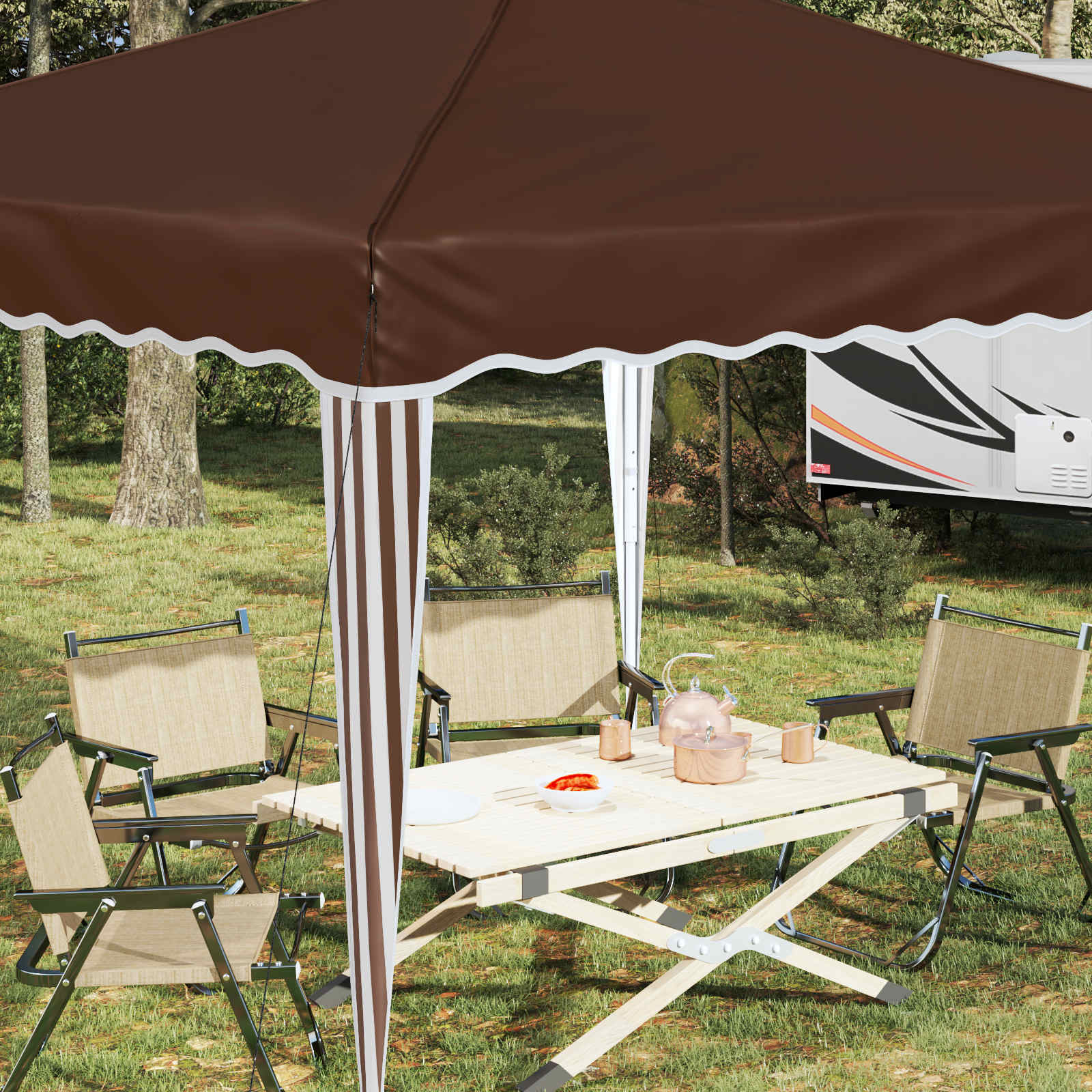 Pop-up Partyzelt 288 x 288 x 245 cm Creme Oxford-Stoff