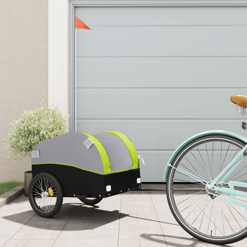 Fahrradanhänger Schwarz und Orange 30 kg Eisen