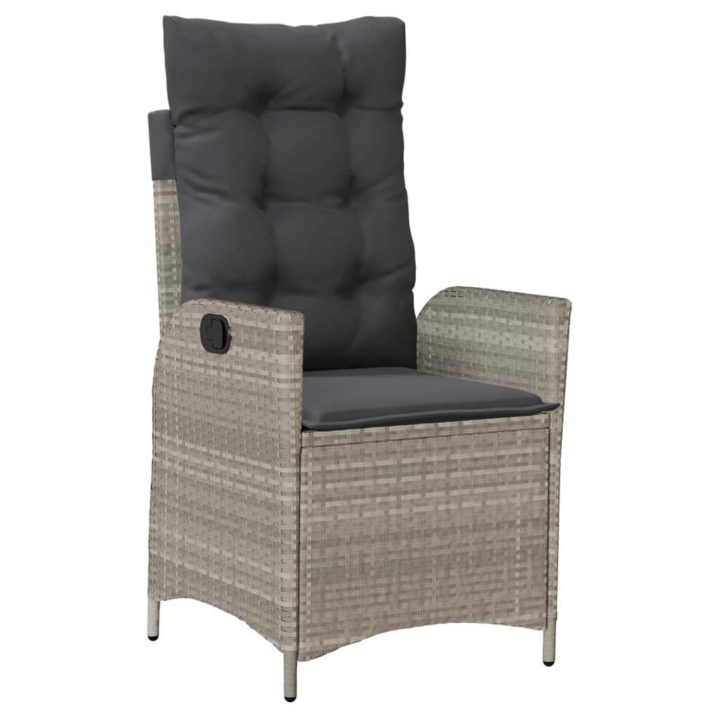 Gartensessel Verstellbar mit Kissen Schwarz Poly Rattan