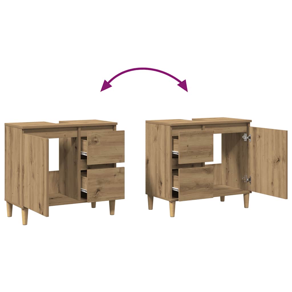Badschrank Weiß 65x33x60 cm Holzwerkstoff