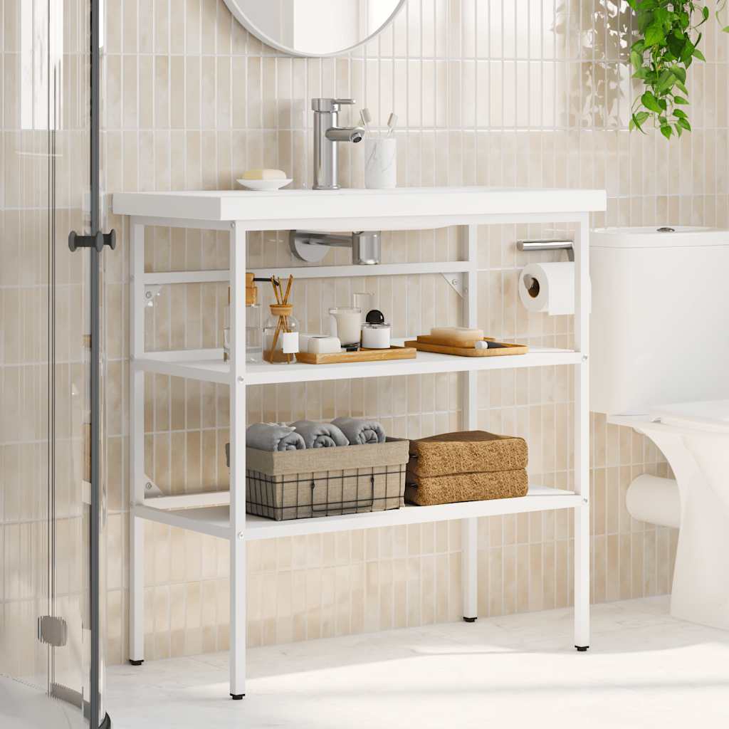 Badezimmer Waschtischgestell Weiß 40x38x83 cm Eisen