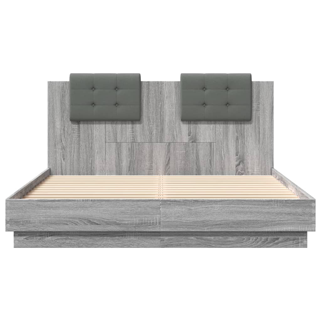 Bettgestell mit Kopfteil Grau Sonoma 180x200 cm Holzwerkstoff