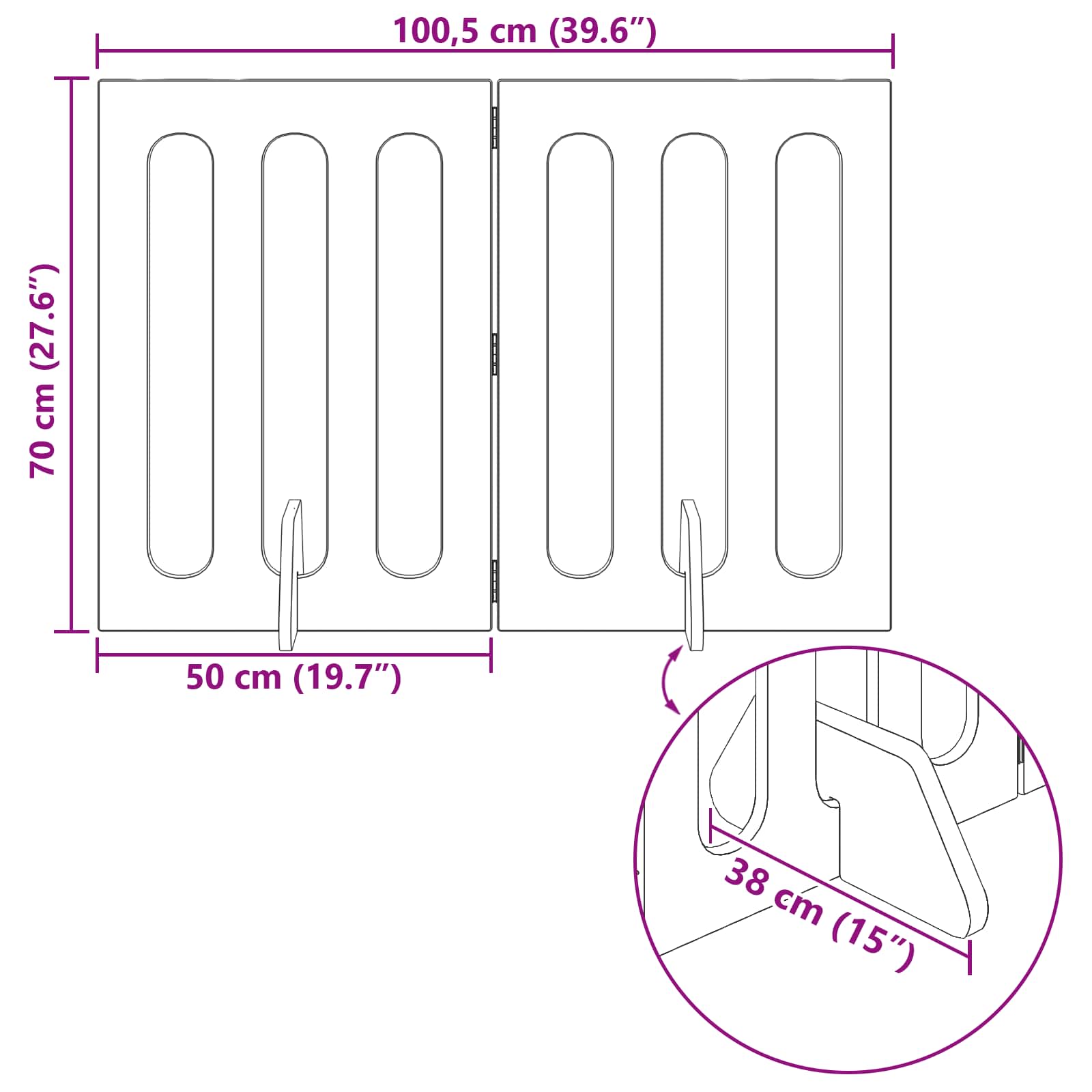 Faltbarer Haustierzaun 2 pcs Weiß 100,5 x 38 x 70 cm