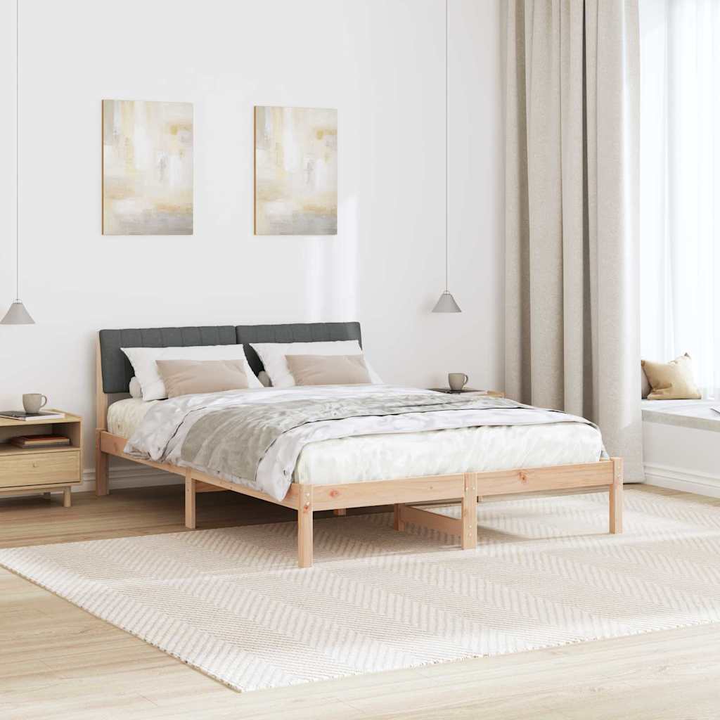 Bettgestell Braun und hellgrau 200 x 200 cm Massivholz Kiefer