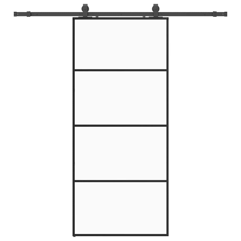 Schiebetür mit Beschlag Schwarz 76x205 cm ESG-Glas