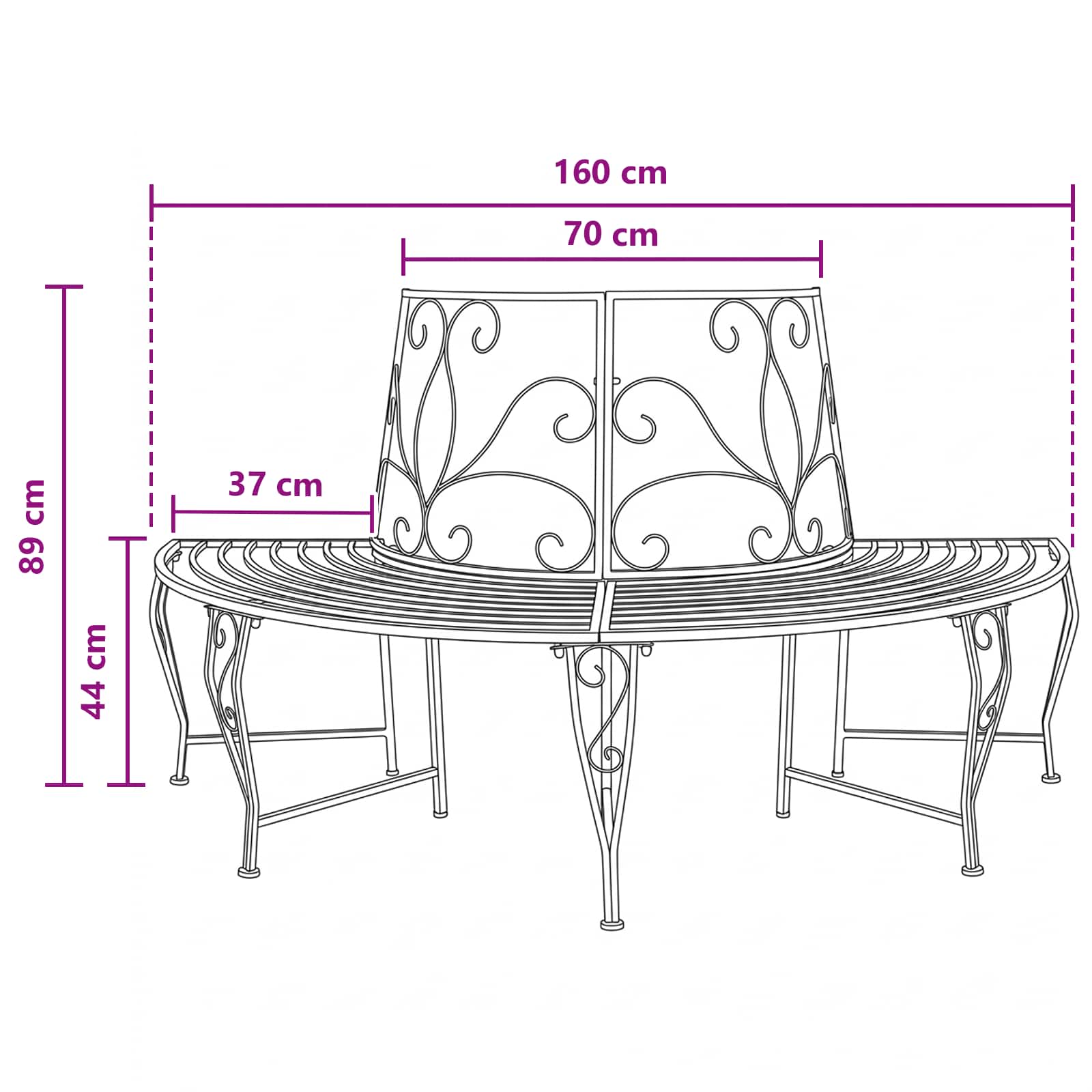 Baumbank 160 cm Stahl