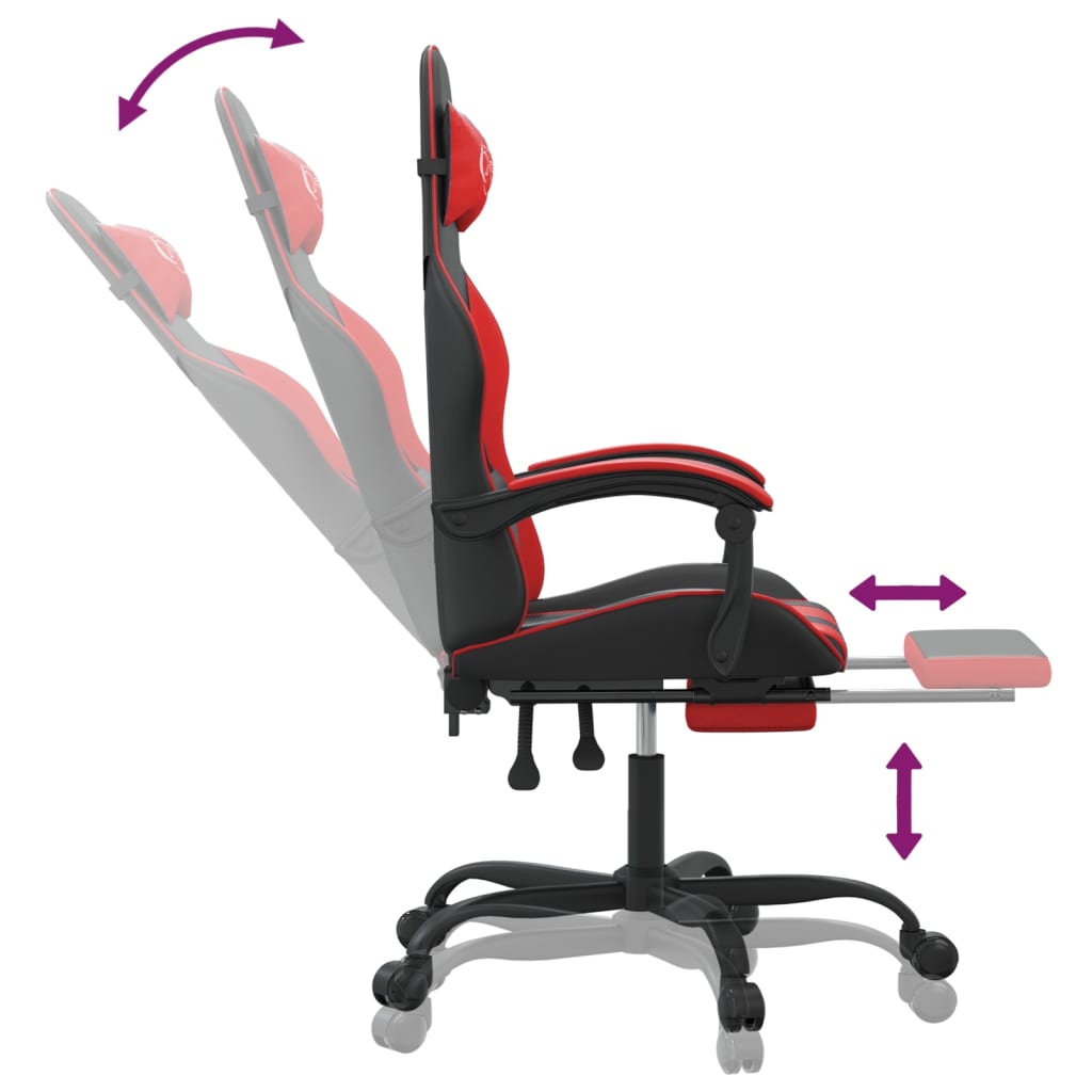 Gaming-Stuhl Drehbar Schwarz und Rot Kunstleder