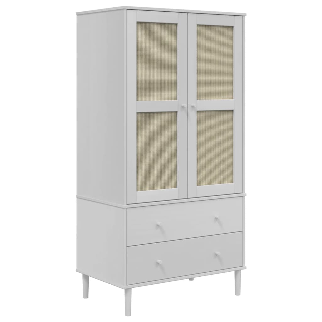 Kleiderschrank SENJA Rattan-Optik Braun 90x55x175cm Kiefernholz