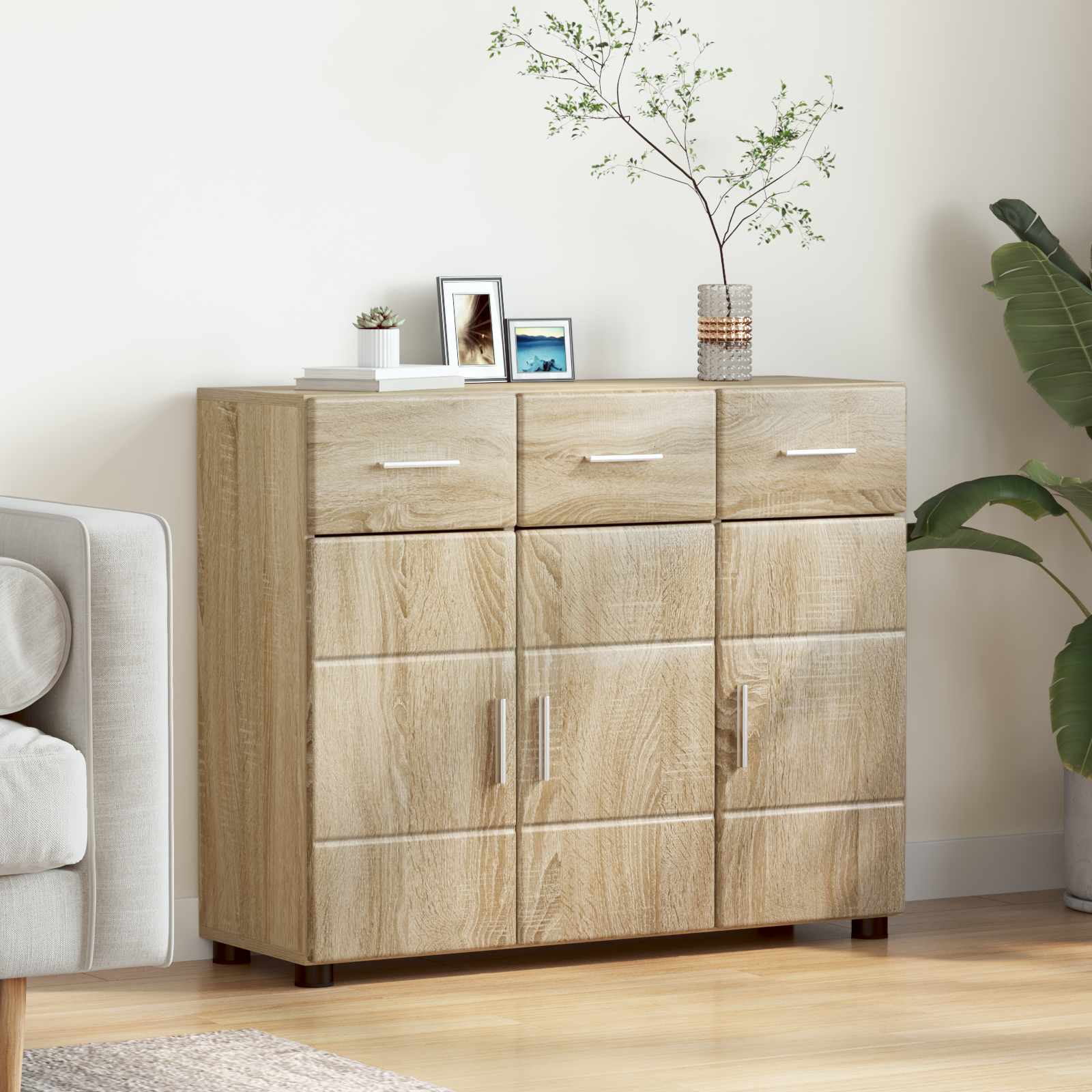 Highboard mit Regal FLORIN Weiß 60 x 35 x 182 cm Holzwerkstoff