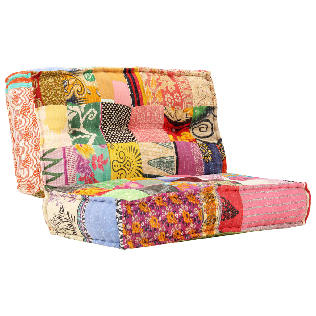 2-Sitzer Modularer Pouf Patchwork Stoff