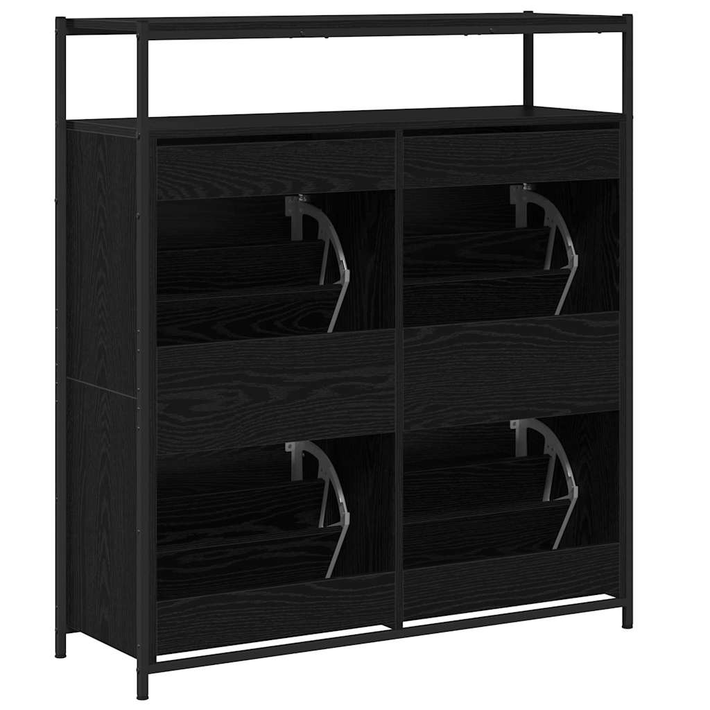 Schuhschrank mit 4 Klappen Sonoma-Eiche 100x34x112 cm