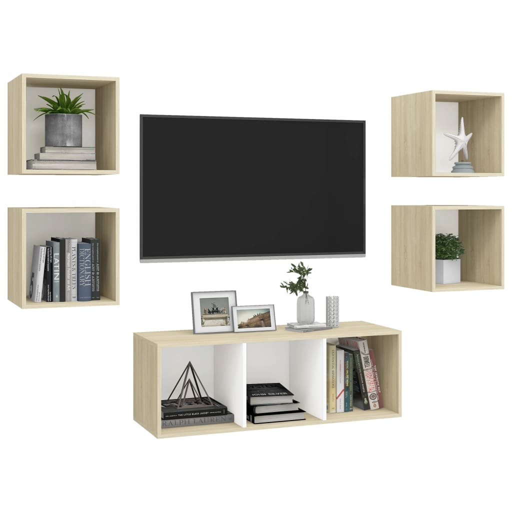 5-tlg. TV-Schrank-Set Weiß Holzwerkstoff
