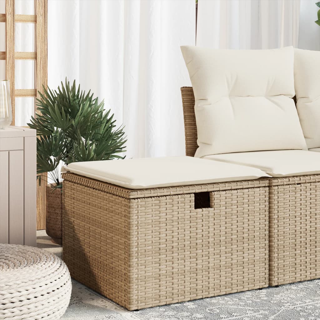 Gartenhocker mit Kissen Schwarz 55x55x37 cm Poly Rattan