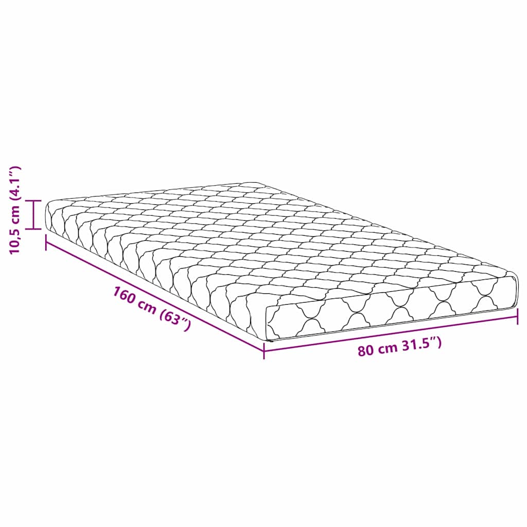 Matratze Weiß 60 x 120 cm Jacquard-Stoff