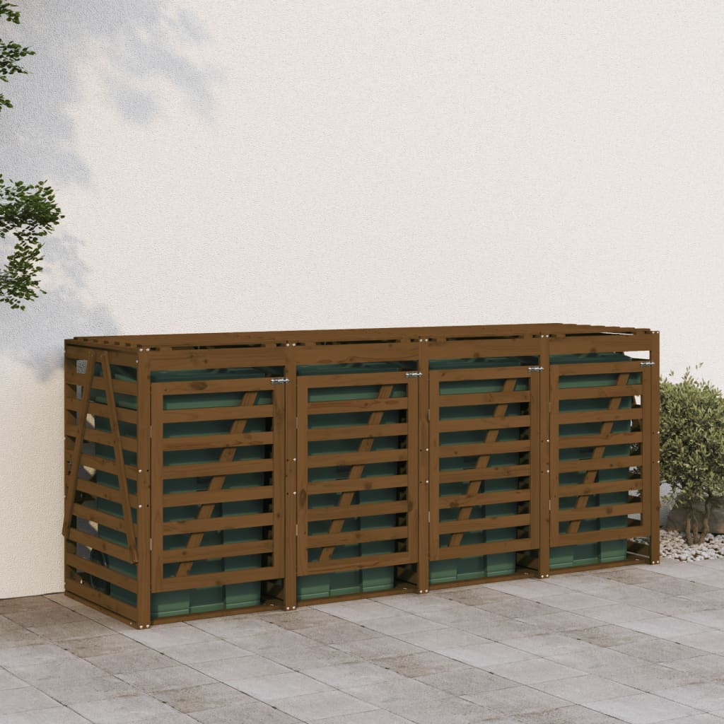 Mülltonnenbox für 4 Tonnen Massivholz Kiefer